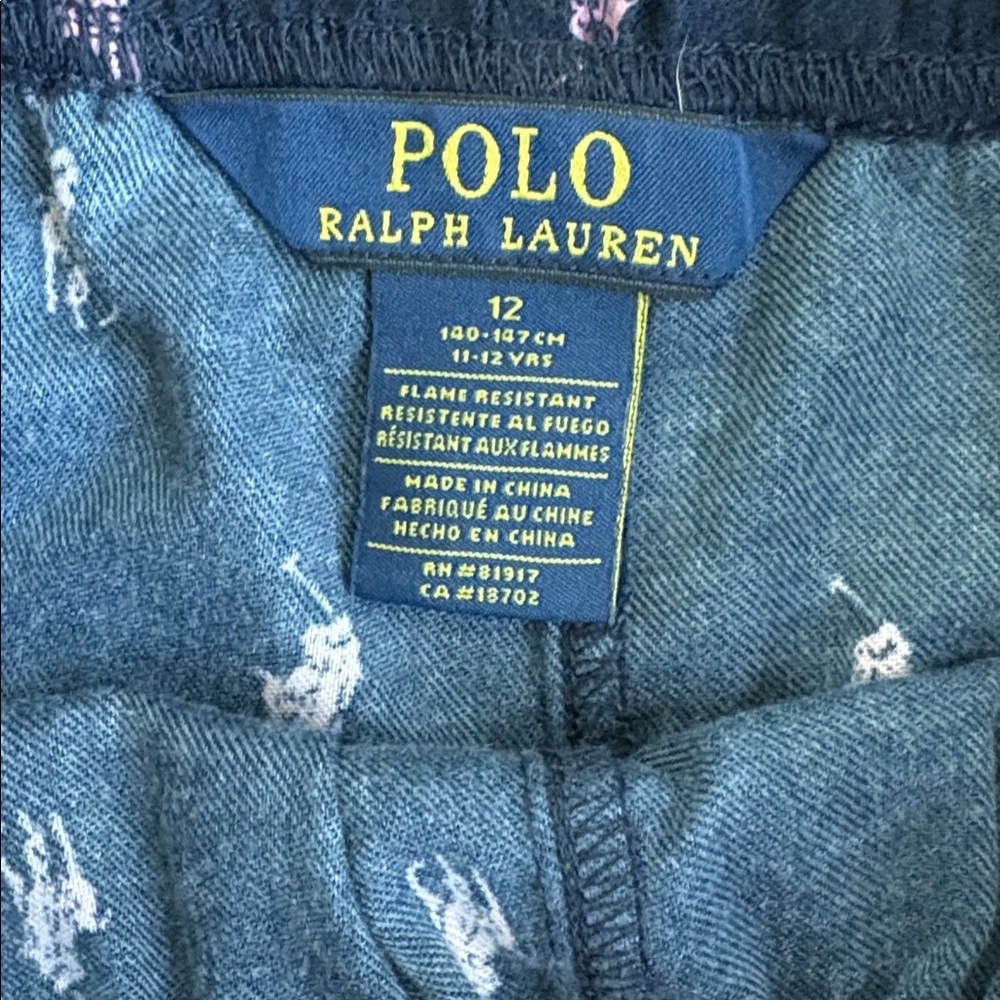 POLO RALPH LAUREN Girls Pony-print 2 piece flannel pajama set shorts Size 12 - Picture 5 of 11